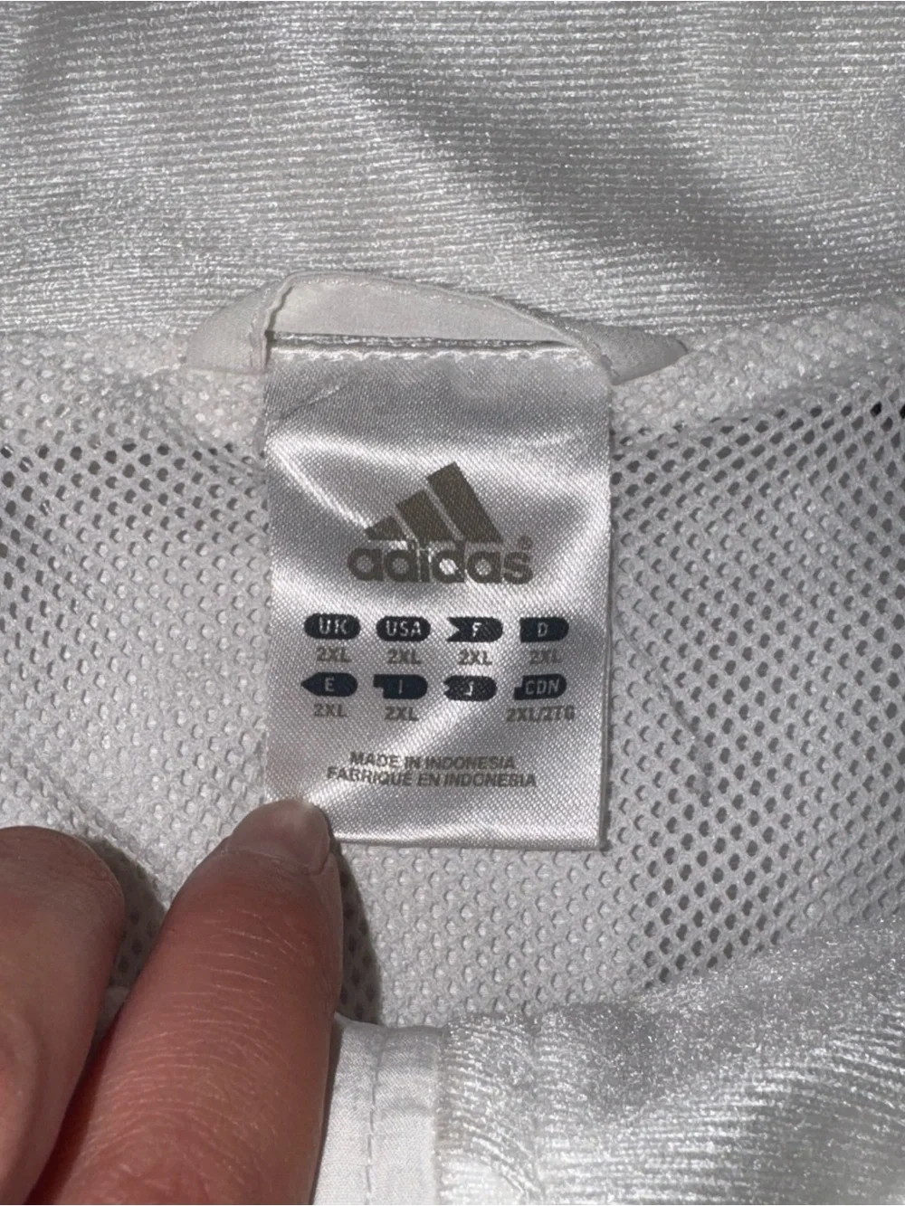 adidas White Windbreaker Jacket with Black & Red Stripe Detail